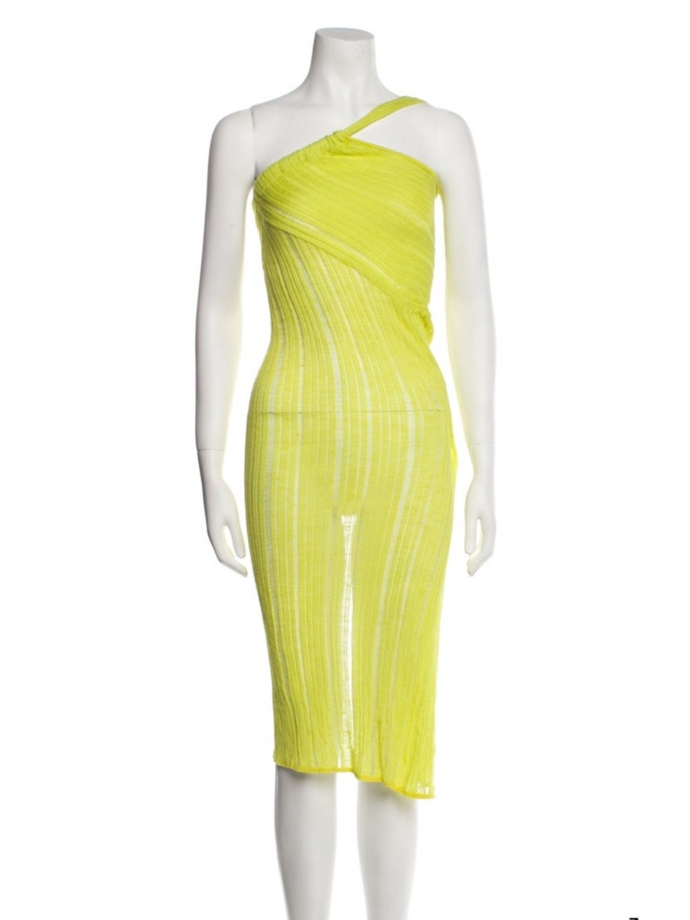 cult gaia neon yellow one-shoulder midi dress